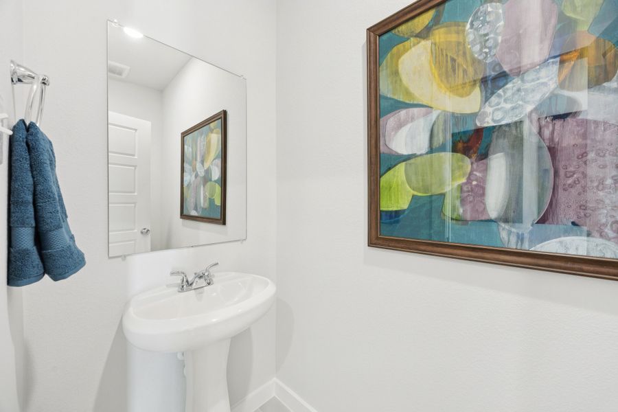 Bathroom in a Belmont Magnolia Model Home in Aubrey TX by Trophy Signature Homes