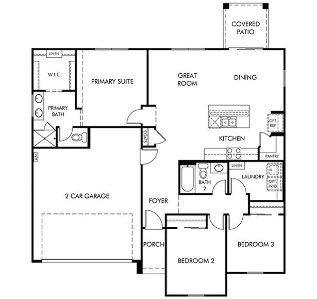 2D floor plan layout of this home in Paloma Creek - Classic Series, Surprise, AZ (Image 2).