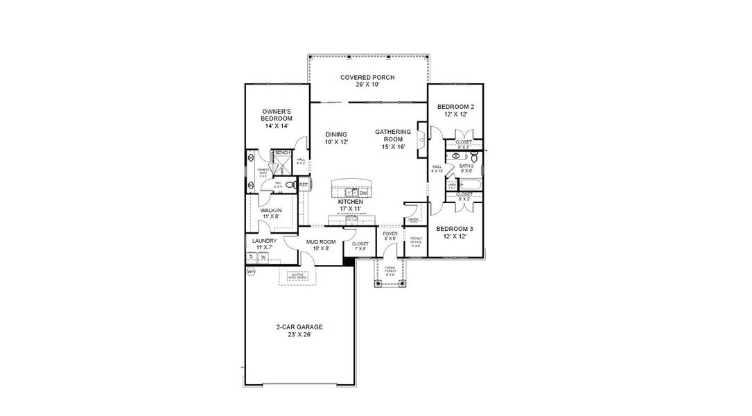 2D floor plan layout for the Laurel I by Cook Bros. Homes in Enclave At Harvey, Knoxville, TN (Image 3).