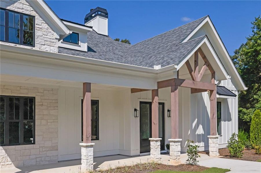 Exterior details and patio area of a home in , Ellijay (Image 28).