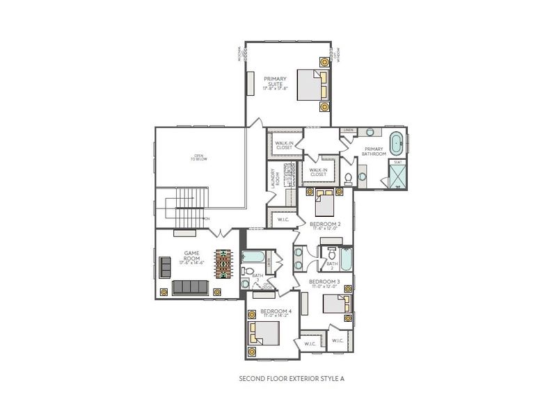 2D floor plan layout for the Stratford by Tri Pointe Homes in Castleberry Reserve, Apex, NC (Image 4).