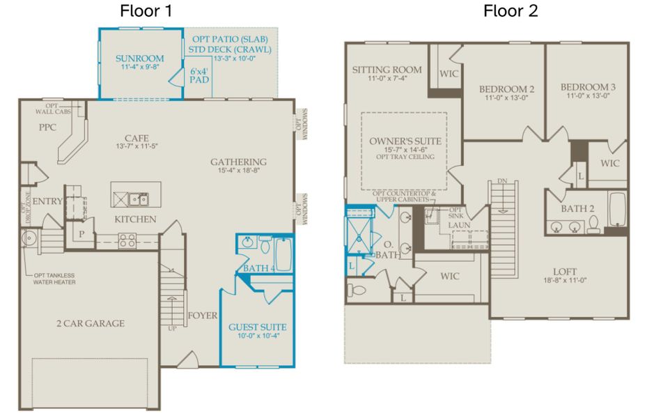 Floor Plan Level 1 and Floor Plan Level 2