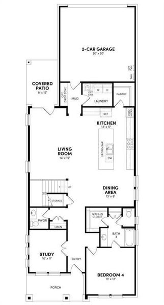 2D floor plan layout of this home in The Grove Frisco, Frisco, TX (Image 4).