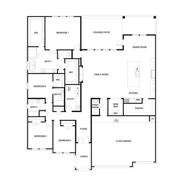 2D floor plan layout for the The Azle by D.R. Horton in Sola Vista at West Cypress Hills, Spicewood, TX (Image 3). 2D floor plan layout for the The Azle by D.R. Horton in Sola Vista at West Cypress Hills, Spicewood, TX (Image 3).