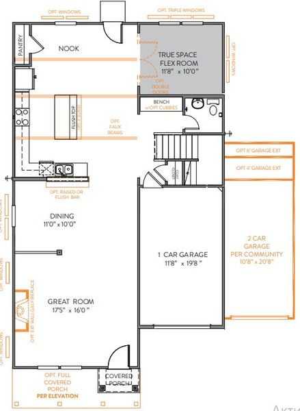 2D floor plan layout for the TA2300 by True Homes in The Glenns II, Wingate, NC (Image 3). 2D floor plan layout for the TA2300 by True Homes in The Glenns II, Wingate, NC (Image 3).
