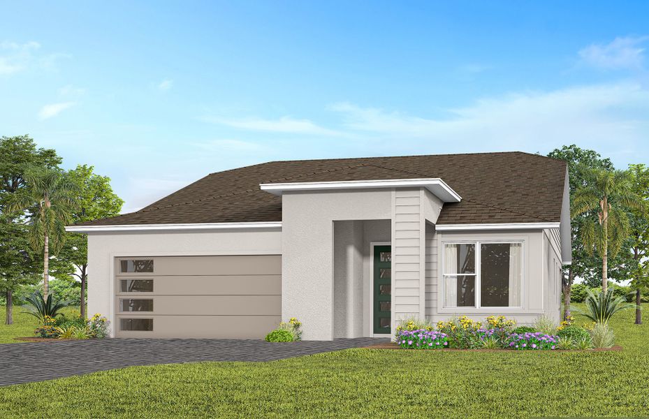 Representative exterior photo of a completed home built from the Mainstay Grand by Del Webb in Del Webb Lakehaven, Clermont, FL (Image 14).