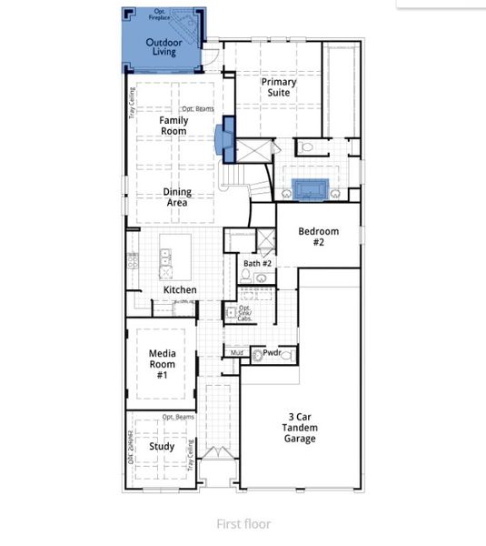 2D floor plan layout of this home in Star Trail: 55ft. lots, Prosper, TX (Image 4). 2D floor plan layout of this home in Star Trail: 55ft. lots, Prosper, TX (Image 4).