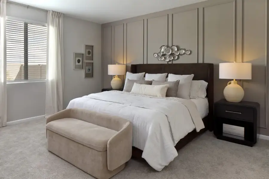 Primary suite - Sanctuary at Stonebridge Model Home. Finishes and options may vary by community