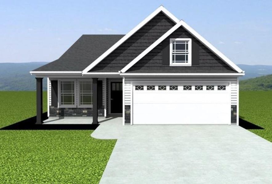 Front exterior of a new home in Zanes Creek, Inman, SC, highlighting curb appeal (Image 1). Front exterior of a new home in Zanes Creek, Inman, SC, highlighting curb appeal (Image 1).