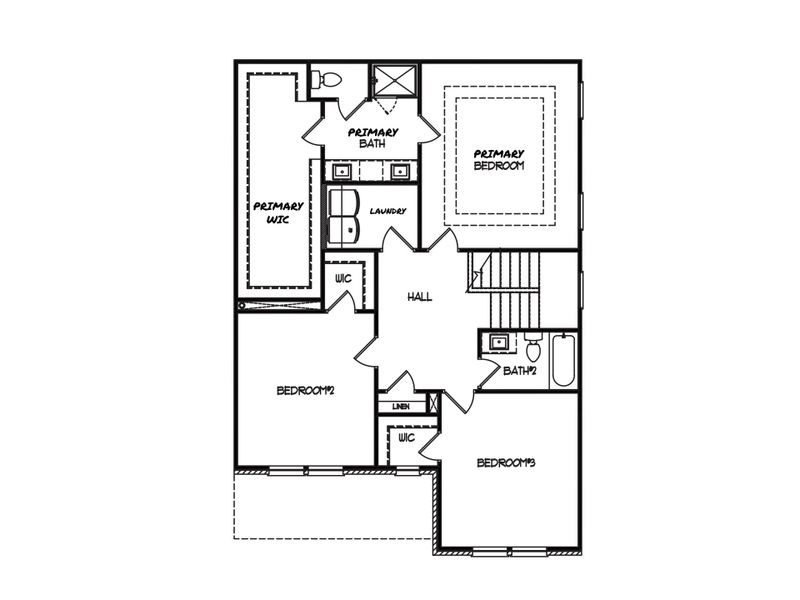 2D floor plan layout for the The Harcrest by My Home Communities in Sutton’s Landing, Statham, GA (Image 4).