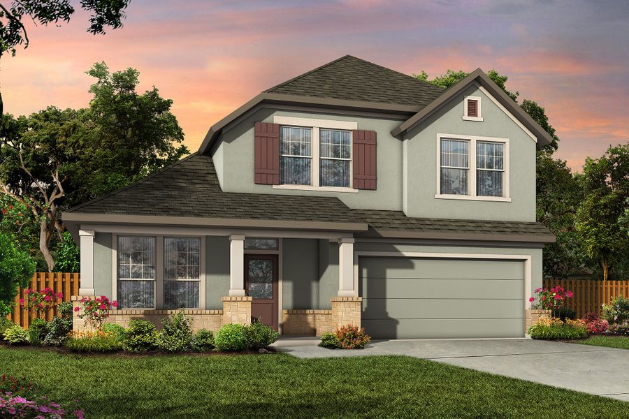 Representative exterior photo of a completed home built from the The Clairmont by David Weekley Homes in Davis Ranch 50', San Antonio, TX (Image 13).