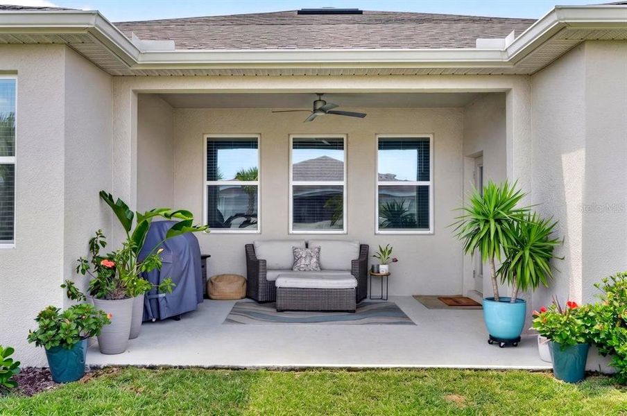 Exterior details and patio area of a home in Archers Mill, Ormond Beach (Image 34).