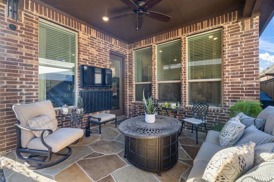 View of patio with a ceiling fan View of patio with a ceiling fan