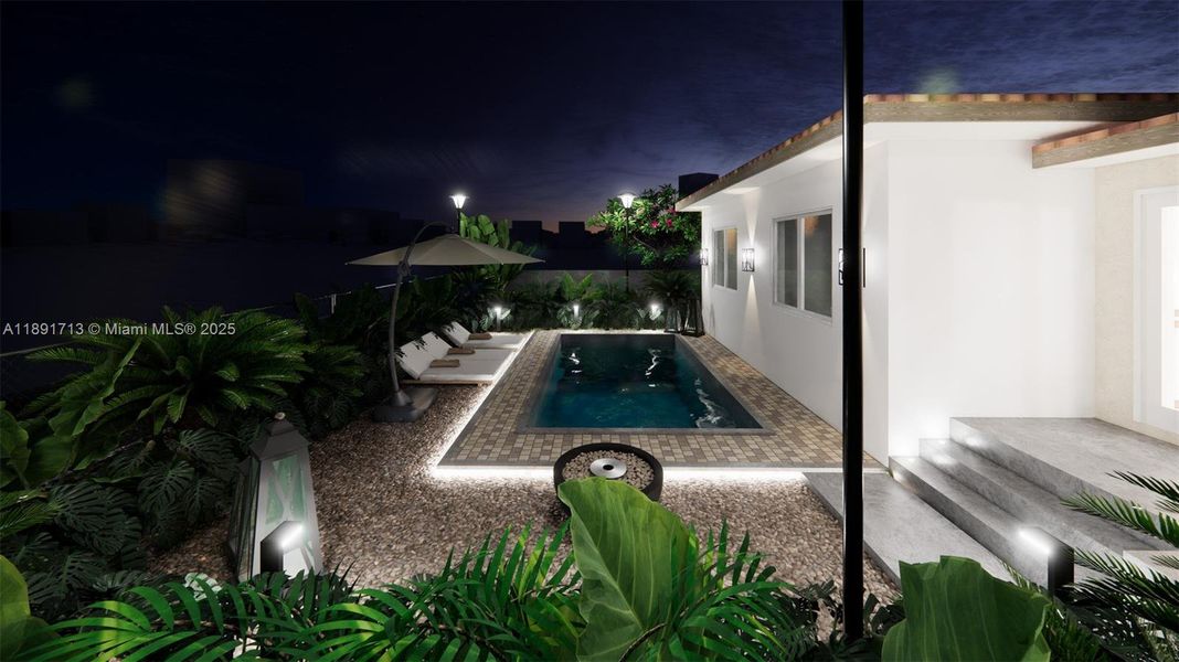 Exterior details and patio area of a home in , Miami Shores (Image 3). Exterior details and patio area of a home in , Miami Shores (Image 3).