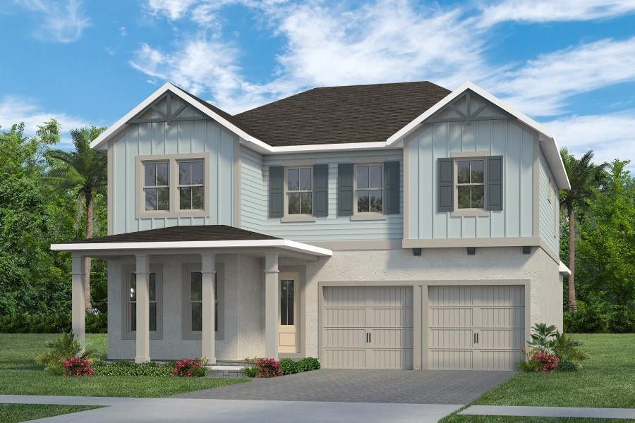 Representative exterior photo of a completed home built from the Faulkner by Rockwell Homes in Northlake at Ovation, Winter Garden, FL (Image 36). Representative exterior photo of a completed home built from the Faulkner by Rockwell Homes in Northlake at Ovation, Winter Garden, FL (Image 36).