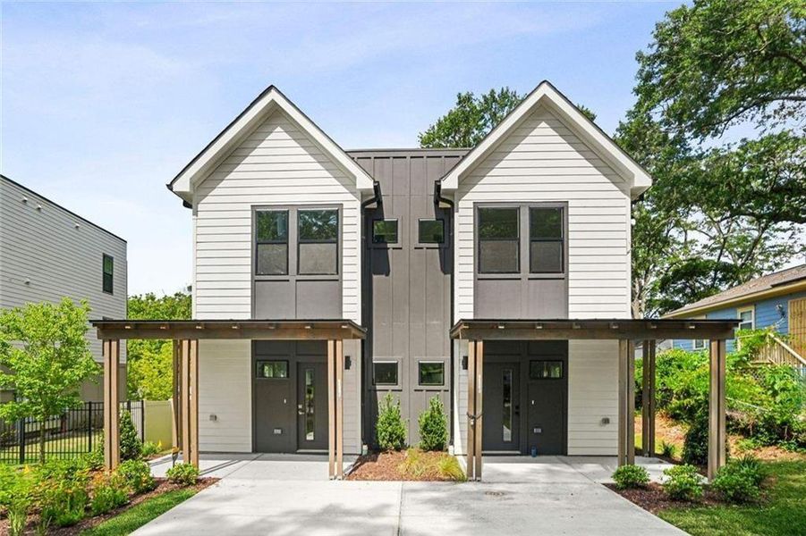 Front exterior of a new home in , Atlanta, GA, highlighting curb appeal (Image 28). Front exterior of a new home in , Atlanta, GA, highlighting curb appeal (Image 28).