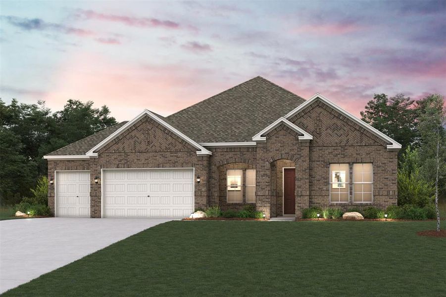 Front exterior of a new home in Overland Grove, Forney, TX, highlighting curb appeal (Image 1). Front exterior of a new home in Overland Grove, Forney, TX, highlighting curb appeal (Image 1).