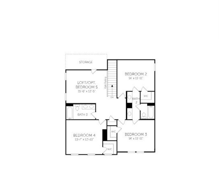 2D floor plan layout for the Webster - Single Family Homes by Dream Finders Homes in Briley Downs, Smyrna, TN (Image 5).