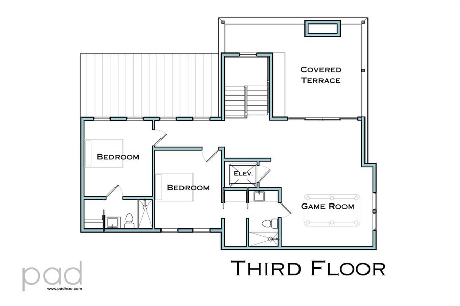 Third floor plan of Unit A. Deemed to be accurate but not guaranteed.