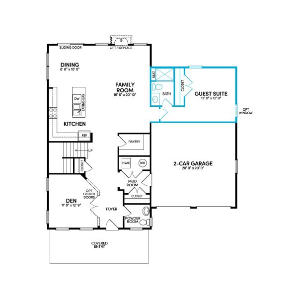 2D floor plan layout for the Preston by Brookfield Residential in Single Family Homes at Nexton, Summerville, SC (Image 4).