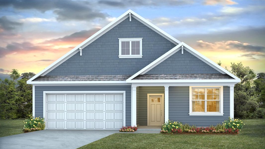 Representative exterior photo of a completed home built from the LITCHFIELD by D.R. Horton in The Cove at Mallard Crossing, Summerville, SC (Image 19).