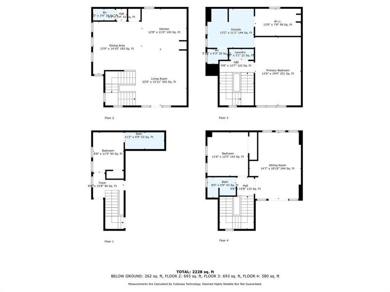 Floor plans for all 4 floors