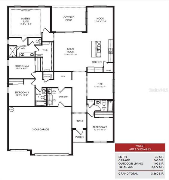 2D floor plan layout of this home in Crescent Lakes - Signature Series, Punta Gorda, FL (Image 3).