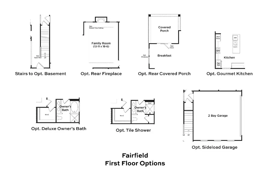 2D floor plan layout for the Fairfield by DRB Homes in Oakmont Manor, Oxford, NC (Image 4).