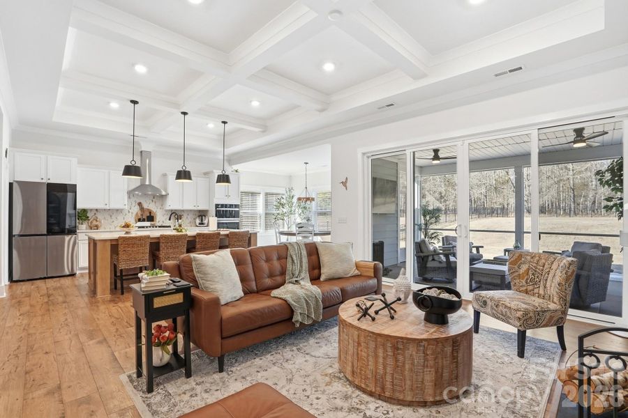 Coffered Ceiling in Living Room