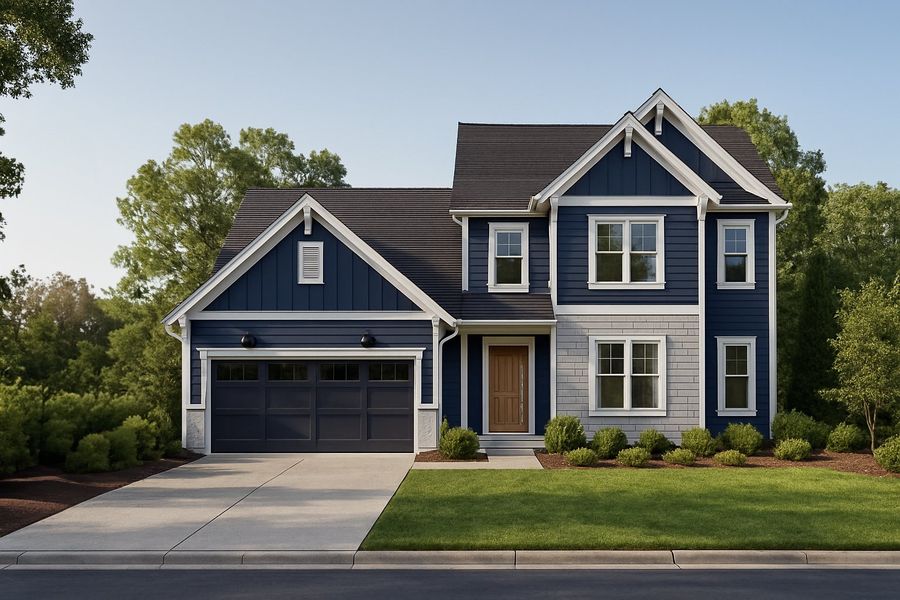 Representative exterior photo of a completed home built from the Penrose by Acrew Homes in Dixon Grove, Grimesland, NC (Image 1). Representative exterior photo of a completed home built from the Penrose by Acrew Homes in Dixon Grove, Grimesland, NC (Image 1).