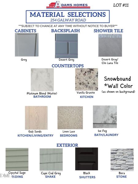 KE LOT 11 material selection