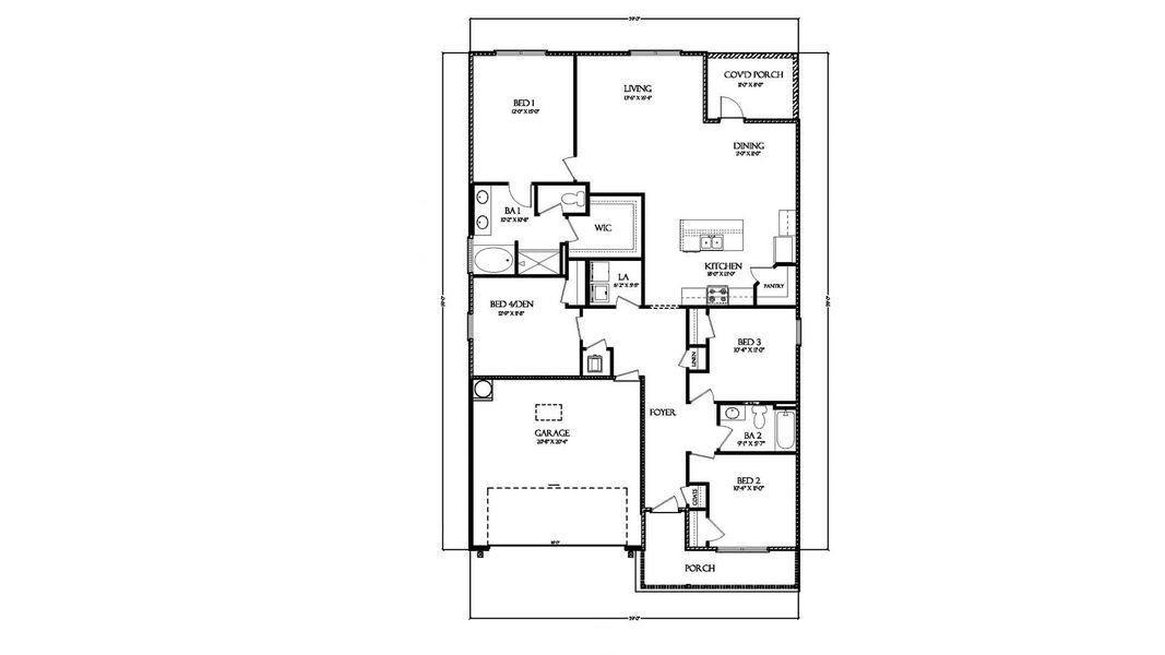 2D floor plan layout of this home in Magnolia at the Bluffs Phase 3, Freeport, FL (Image 5).