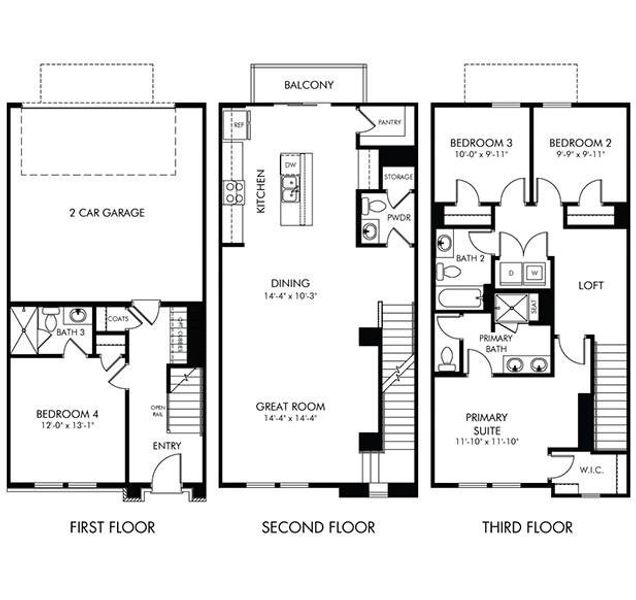 2D floor plan layout of this home in Meadows at Wilson Farms - The Heights Series, Fort Mill, SC (Image 3). 2D floor plan layout of this home in Meadows at Wilson Farms - The Heights Series, Fort Mill, SC (Image 3).