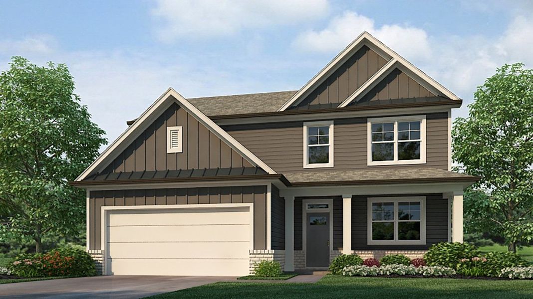 Representative exterior photo of a completed home built from the Elle by D.R. Horton in Hamptons at Riverwood South, Dallas, GA (Image 25).