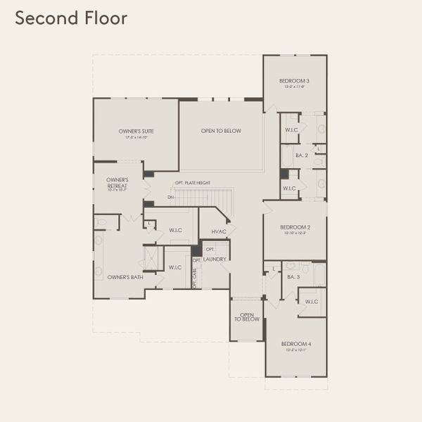2D floor plan layout for the Roseland by Pulte Homes in Bleckley Station, Ball Ground, GA (Image 3).
