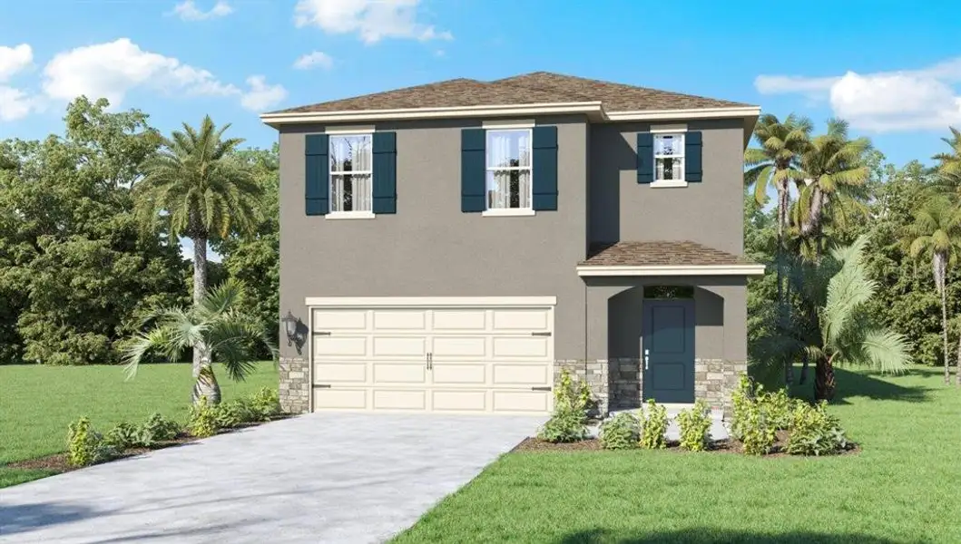 Front exterior of a new home in Hawthorne Ranch Townhome, Lakeland, FL, highlighting curb appeal (Image 1). Front exterior of a new home in Hawthorne Ranch Townhome, Lakeland, FL, highlighting curb appeal (Image 1).