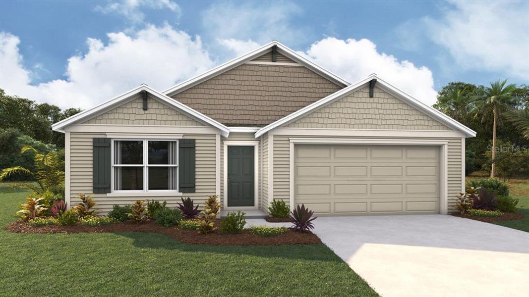Front exterior of a new home in Avalon Woods, Newberry, FL, highlighting curb appeal (Image 1). Front exterior of a new home in Avalon Woods, Newberry, FL, highlighting curb appeal (Image 1).