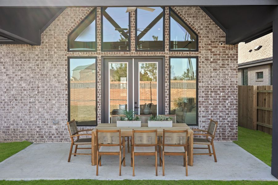 Exterior details and patio area of a home in Elyson 45' & 70', Katy (Image 28).