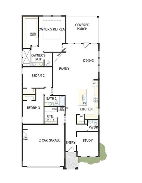 2D floor plan layout of this home in Crescent Pointe at Great Sky, Canton, GA (Image 3).