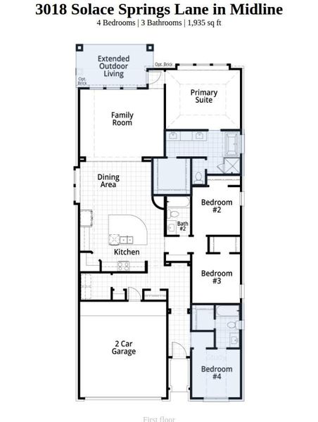 2D floor plan layout of this home in Midline, Webster, TX (Image 5).