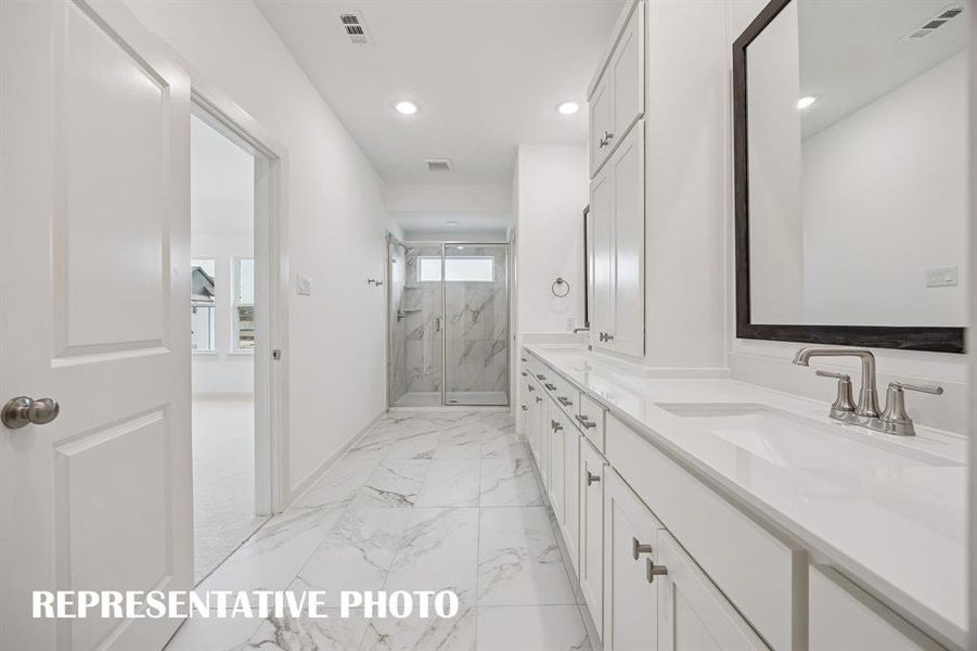 The oversized walk in shower is the cherry on top in this luxuriously finished owner's bath! REPRESENTATIVE PHOTO The oversized walk in shower is the cherry on top in this luxuriously finished owner's bath! REPRESENTATIVE PHOTO