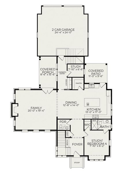 2D floor plan layout for the Abigail by Homes by Dickerson in The Founding at Blue Ridge, Raleigh, NC (Image 5). 2D floor plan layout for the Abigail by Homes by Dickerson in The Founding at Blue Ridge, Raleigh, NC (Image 5).