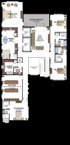 2D floor plan layout for the Santorini by GL Homes in Lotus Edge, Boca Raton, FL (Image 6).