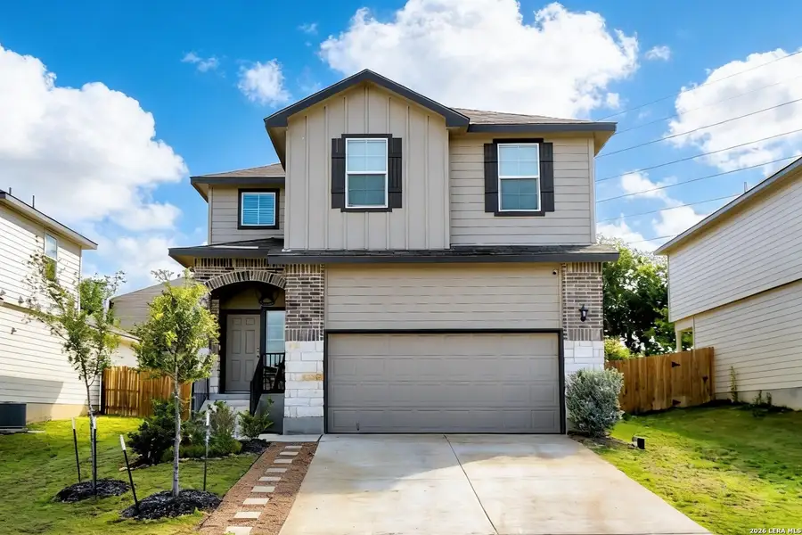 Front exterior of a new home in Salado Creek, San Antonio, TX, highlighting curb appeal (Image 2). Front exterior of a new home in Salado Creek, San Antonio, TX, highlighting curb appeal (Image 2).