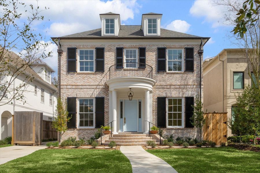 Front exterior of a new home in , West University Place, TX, highlighting curb appeal (Image 1). Front exterior of a new home in , West University Place, TX, highlighting curb appeal (Image 1).