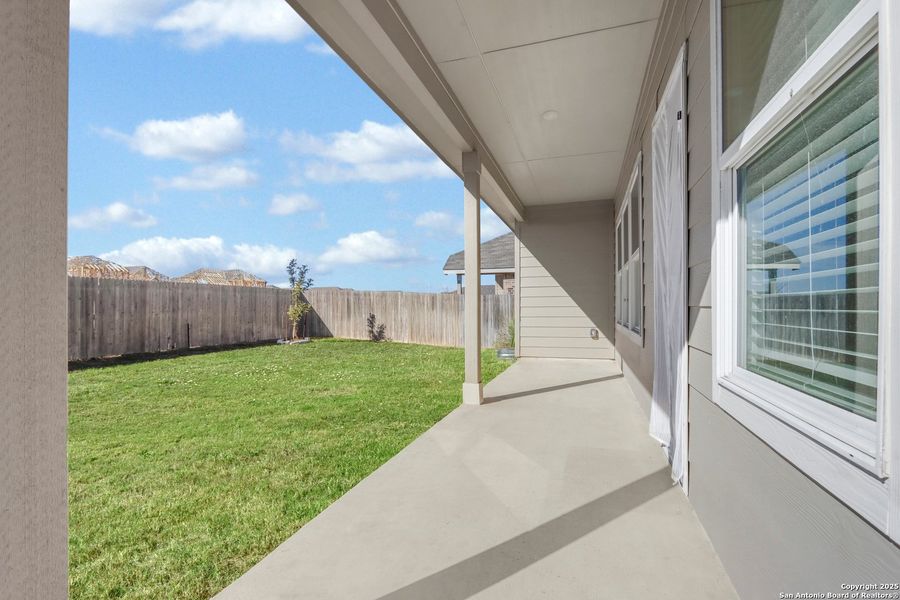 Exterior details and patio area of a home in Navarro Ranch: Classic Collection, Seguin (Image 3).