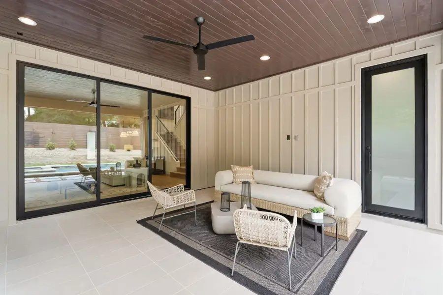 Exterior details and patio area of a home in , Austin (Image 3). Exterior details and patio area of a home in , Austin (Image 3).