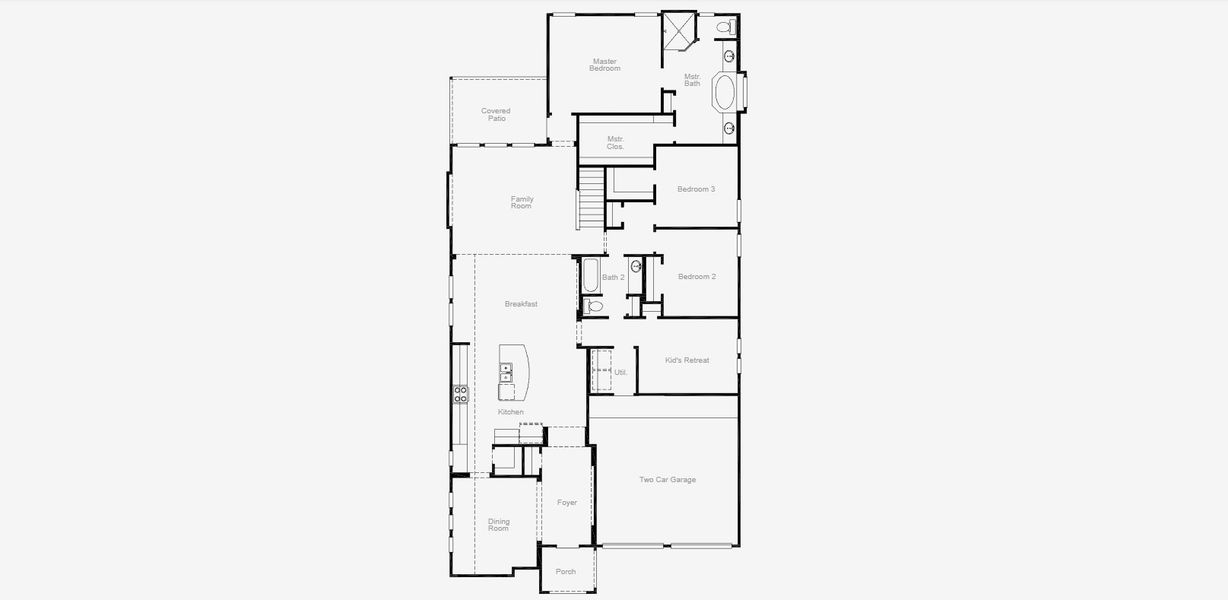 2D floor plan layout for the Kilgore IV by Coventry Homes in South Pointe, Mansfield, TX (Image 3).