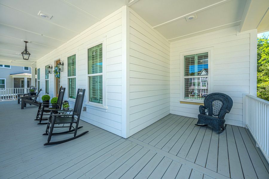 Exterior details and patio area of a home in Overlook at Copahee Sound, Awendaw (Image 25).