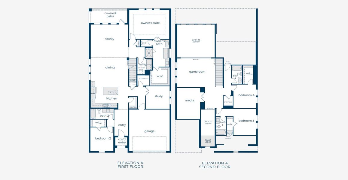 2D floor plan layout for the Toulouse II by Normandy Homes in Rainwater Crossing, Celina, TX (Image 3).